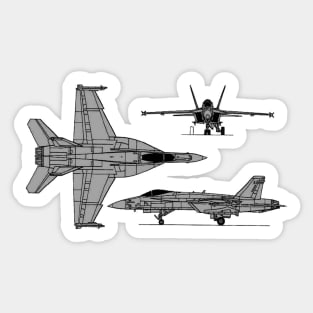 F-18 Hornet Tri-view Sticker